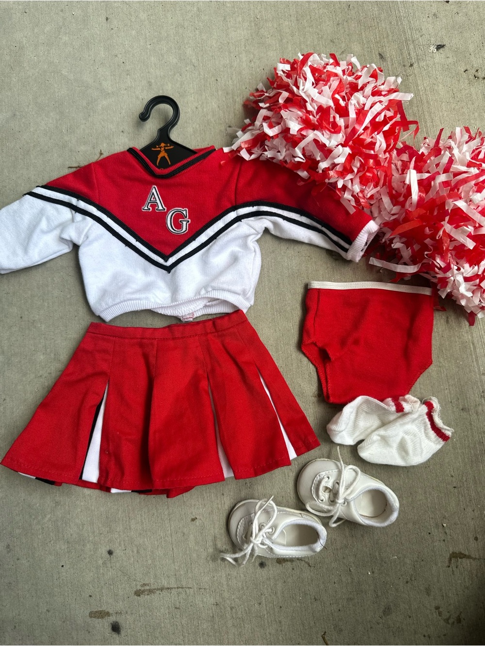 American Girl Doll AG School Cheerleader Outfit Set Pom Poms Shoes Skirt Clothes